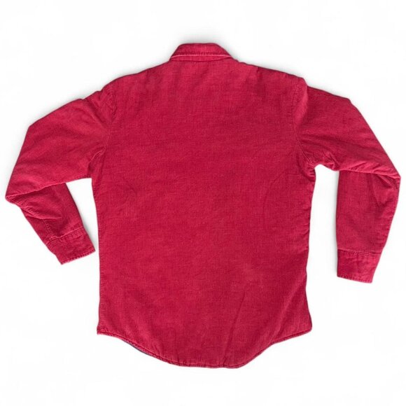 Vintage Sears 70s 80s Red Corduroy Button-Up Quilted Lined Long Sleeve Shirt Med - Picture 3 of 8